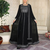 3 Piece Fancy Embroidery Dress - Stylish Light Weight Chiffon Fabric Suit Indian Pakistani Fancy Embroidered Dress For Events Party Outdoor Dress - Black - Shop N Save