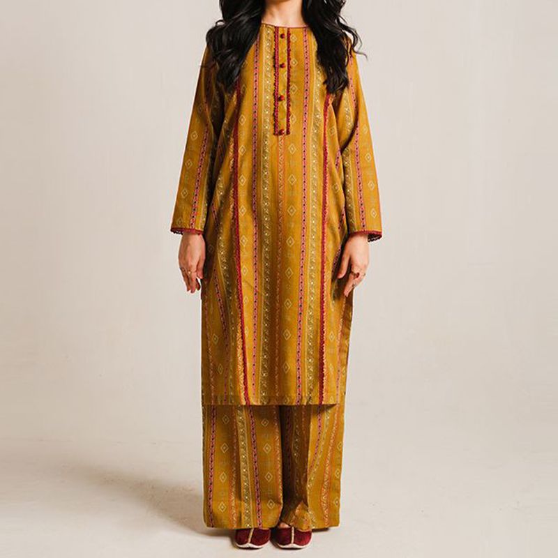 2 Piece Digital Print Kurti Salwar Set - Pure Cotton Collection Stylish Light Weight Cotton Fabric Suit Top Bottom Salwar Kameez Indian Pakistani Printed Suit For Casual Outdoor Dress - Golden - Shop N Save