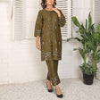 2 Piece Kurti Salwar Embroidery Set - Pure Cotton Collection Stylish Solid Color Light Weight Cotton Fabric Suit Top Bottom Salwar Kameez Indian Pakistani Embroidered Suit For Event Party Outdoor Dress - Dark Green - Shop N Save