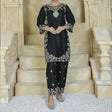 2 Piece Kurti Salwar Embroidery Set - Pure Cotton Collection Stylish Solid Color Light Weight Cotton Fabric Suit Top Bottom Salwar Kameez Indian Pakistani Embroidered Suit For Event Party Outdoor Dress - Black - Shop N Save