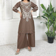 2 Piece Kurti Salwar Embroidery Set - Pure Cotton Collection Stylish Solid Color Light Weight Cotton Fabric Suit Top Bottom Salwar Kameez Indian Pakistani Embroidered Suit For Event Party Outdoor Dress - Khaki - Shop N Save