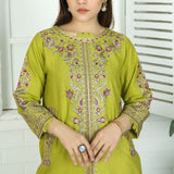 2 Piece Kurti Salwar Embroidery Set - Pure Cotton Collection Stylish Solid Color Light Weight Cotton Fabric Suit Top Bottom Salwar Kameez Indian Pakistani Embroidered Suit For Event Party Outdoor Dress - Light Green - Shop N Save