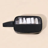 Black See-Through Travel Bag: Double Handle, Synthetic Leather, Stylish Organizer - Shop N Save