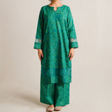 2 Piece Digital Print Kurti Salwar Set - Pure Cotton Collection Stylish Light Weight Cotton Fabric Suit Top Bottom Salwar Kameez Indian Pakistani Printed Suit For Casual Outdoor Dress - Dark Green - Shop N Save