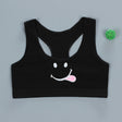 Women Cotton Sport Training Bra Cartoon Smiley - Black - Shop N Save