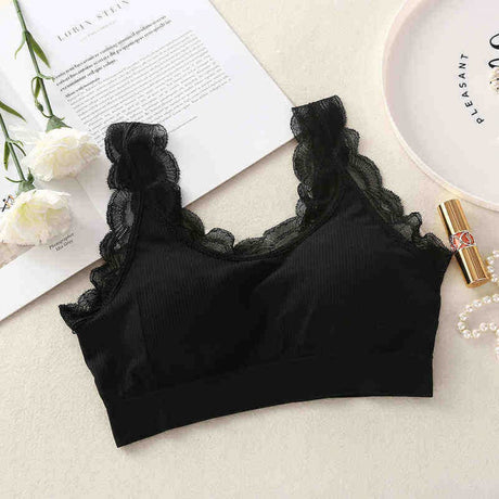 Lace Push Up Sports Padded Bras For Women - Black - Shop N Save