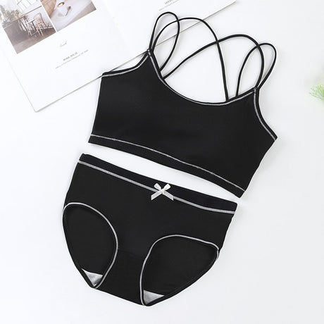 Soft Cotton Seamless Underwear Padded Bra - Black - Shop N Save