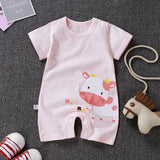 Pure Cotton Short-Sleeved Newborn Baby Jumpsuit - Blue - Shop N Save