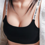 Cross Border Letter Shoulder Strap With Back Buckle - Black - Shop N Save