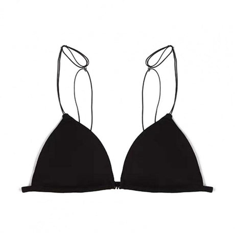 Triangle Cup Front Buckle Spaghetti Strap Bra - Black - Shop N Save