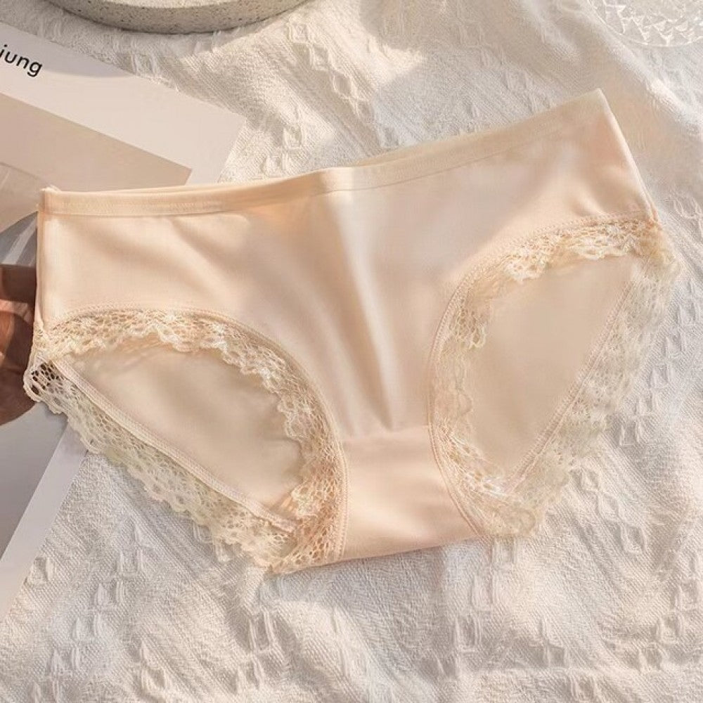 Mid-Waist Panties Stylish Soft Lace Underwear Women - Skin - Shop N Save