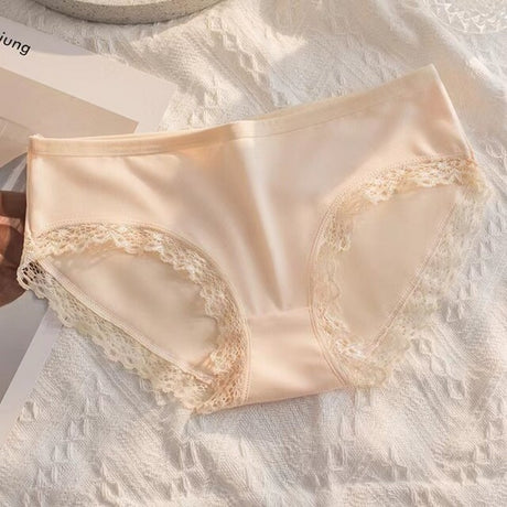 Mid-Waist Panties Stylish Soft Lace Underwear Women - Skin - Shop N Save