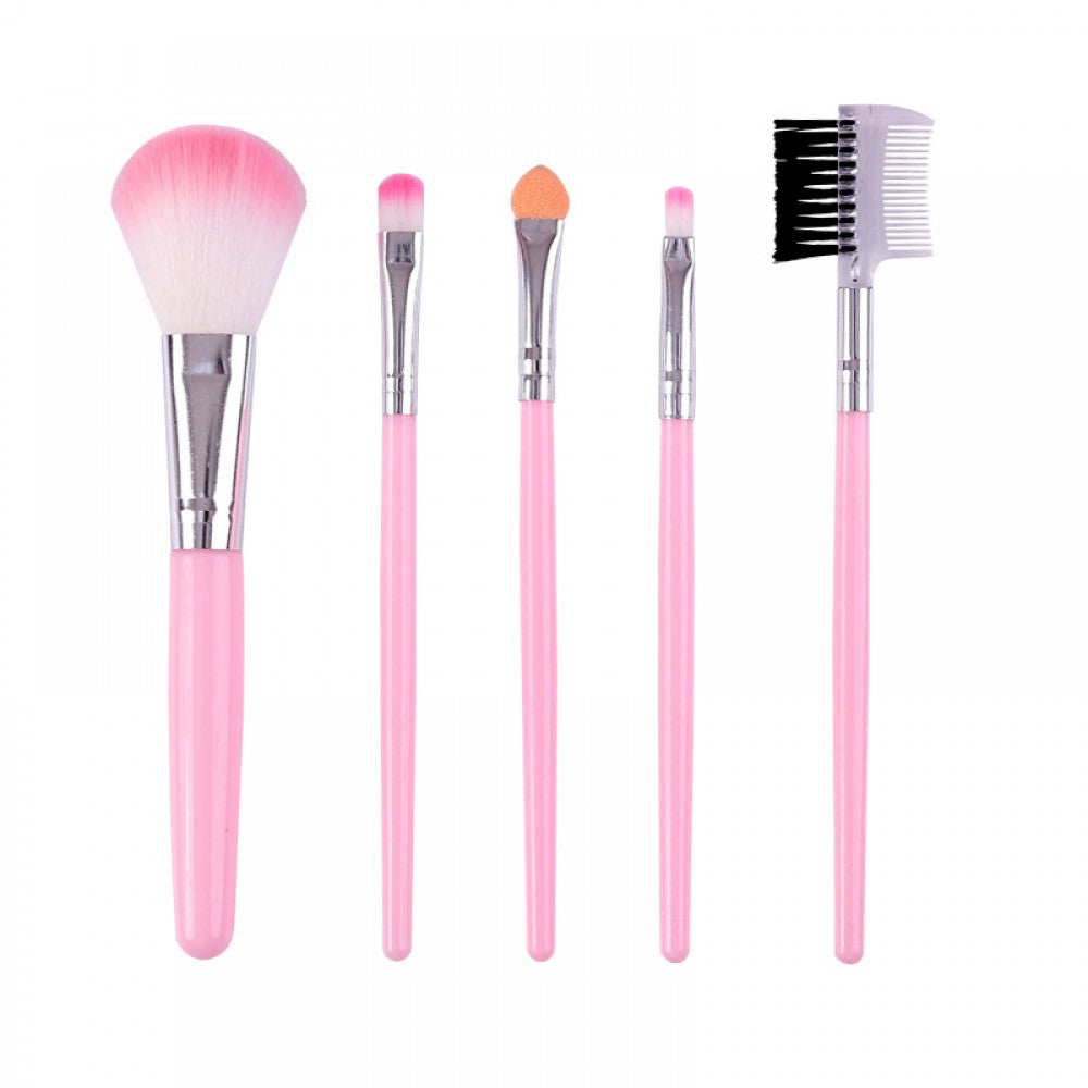 5 Pcs Professional Makeup Brush Set for Foundation Eye Shadow - Pink
