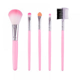 5 Pcs Professional Makeup Brush Set for Foundation Eye Shadow - Pink
