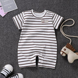 Pure Cotton Short-Sleeved Newborn Baby Jumpsuit - blue - Shop N Save