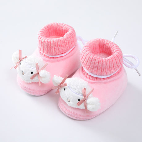 Cute High-Top Baby New Born Velvet Thickened Warm Cotton Shoes - Pink - Shop N Save