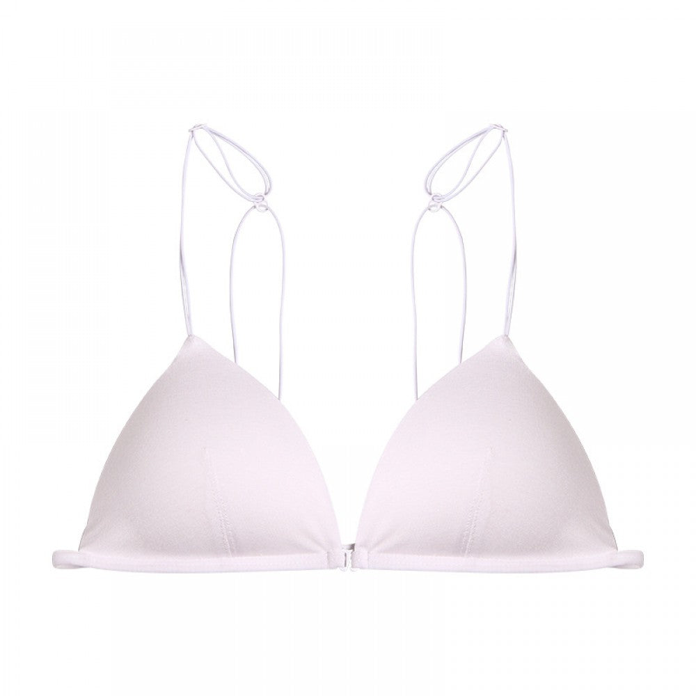 Triangle Cup Front Buckle Spaghetti Strap Bra - White - Shop N Save