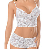 Two Piece Lingerie Set Women Lace See-Through - White - Shop N Save