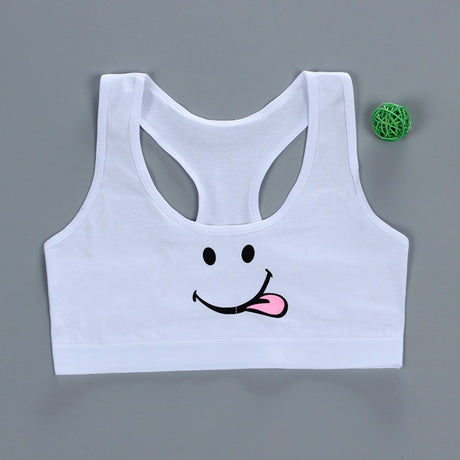 Women Sport Training Bra Cartoon Smiley - White - Shop N Save