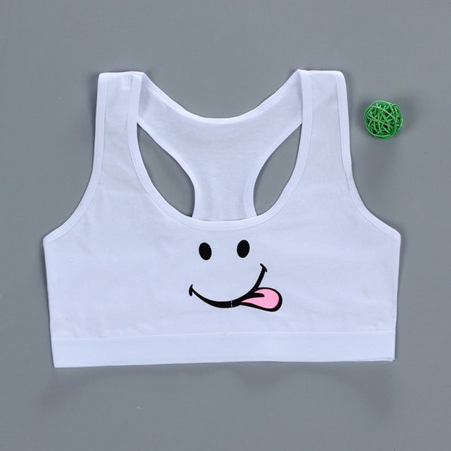 Women Sport Training Bra Cartoon Smiley - White - Shop N Save