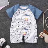 Pure Cotton Short-Sleeved Newborn Baby Jumpsuit - Blue - Shop N Save