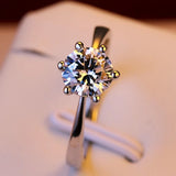 Luxury Female Small Lab Diamond Ring Sterling Silver Engagement Ring