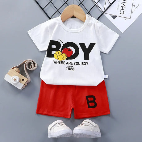 Breathable New Born Short Sleeve Two Piece Cotton Outfit Matching Set - Shop N Save