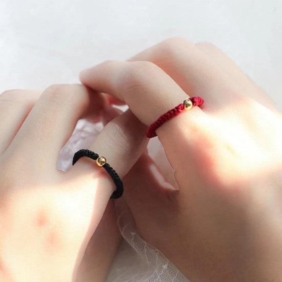 Lucky Rope Braided Couple Ring For Men Women Charm Black