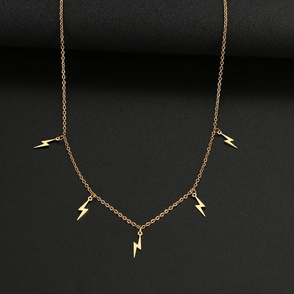 Stainless Steel Lightning Necklace - Gold Silver Multi-Accessory - Shop N Save