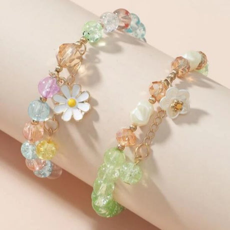 Crystal Daisy Female Jewelry Flower Bracelet - Purple