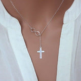 Cross Infinity Pendant Necklace Women Fashion Jewelry Sliver
