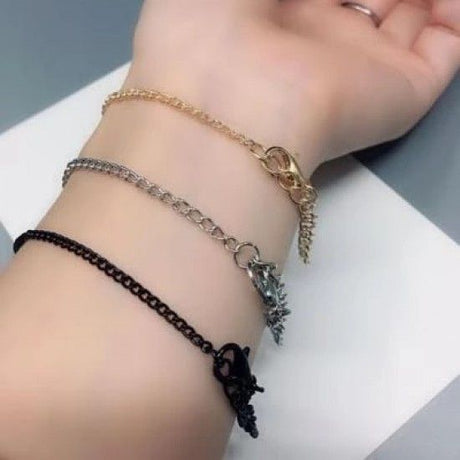 Cardiogram Lightning Design Couple Heartbeat Bracelet  - Silver