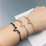 Cardiogram Lightning Design Couple Heartbeat Bracelet - Golden