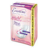 Evanora Night Maxi Sanitary Pads 24 Count | Extra Long & Thick | Ultimate Overnight Protection | Ultra Absorbent, Breathable, Anti-Leak | Feminine Hygiene Pads for Heavy Flow