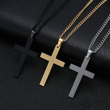 Jewelry Cross Necklace Chain for Men Women Stainless Steel Black