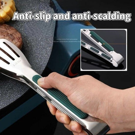 Food Tongs Stainless Steel Kitchen Tongs Meat Salad Steak Food Clip (Silver) - Shop N Save