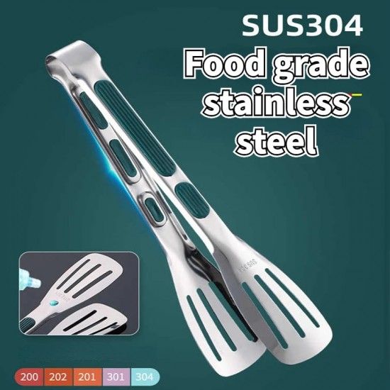 Food Tongs Stainless Steel Kitchen Tongs Meat Salad Steak Food Clip (Silver) - Shop N Save