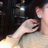 Temperament Women Jewelry Diamond Crystal Butterfly Earrings - Golden