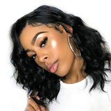 Short Curly Hair Wig - Middle-Parted Corn Perm