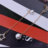 Pearl New Fashion Moon Stars Women Drop Earrings Gift - Golden