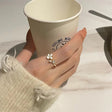 Flower Pearl Ring: Adjustable Zircon Accent Jewelry for Women - Shop N Save