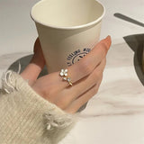 Flower Pearl Ring: Adjustable Zircon Accent Jewelry for Women - Shop N Save