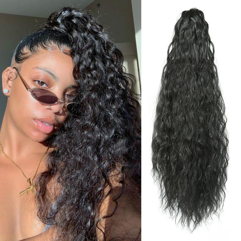 Foreign trade ponytail wig female curly small curly hair gripper type long ponytail braid chemical fiber found goods