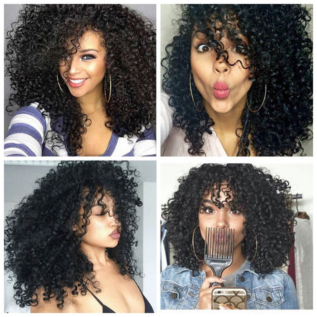 African Curly Wig - Short Fluffy Black Wig