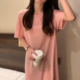 Single Pcs Plan Nightwear For Women Sleepwear Pink