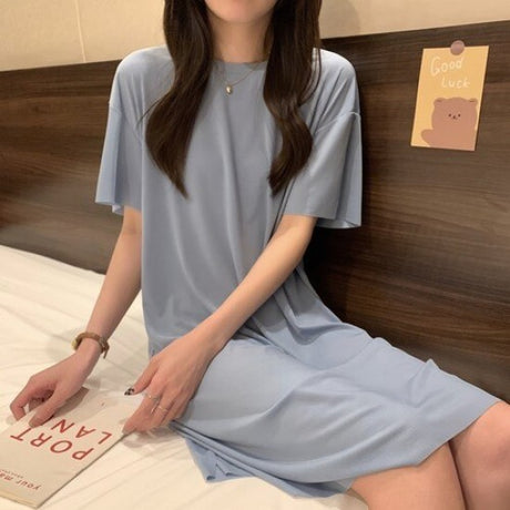 Single Pcs Plan Nightwear For Women Sleepwear gray