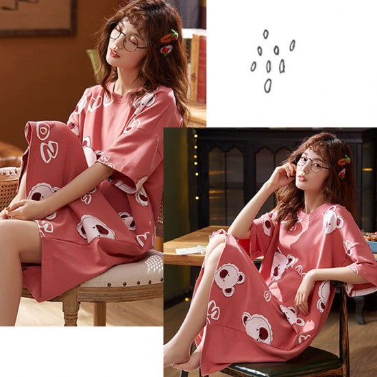 Single Pcs Nightwear For Women Sleepwear Brown