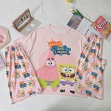 3 Pcs Nightwear Pajama Shorts Sets For Women Sleepwear Pink