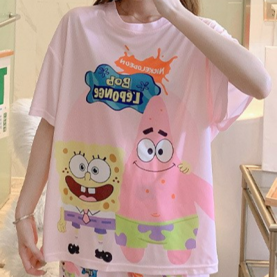 3 Pcs Nightwear Pajama Shorts Sets For Women Sleepwear Pink