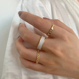 Boho Enamel Metal Ring Set: Geometric Twist &amp; Adjustable - Shop N Save